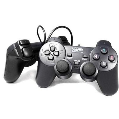 UCOM PC Twin Controller Game Pads Double Shock Vibration PC USB Dual Shock Twin Game Pad - Black..