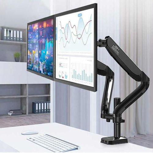 Double Arm Monitor Desktop Mount For 17" To 32"-Black
