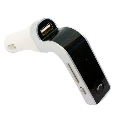 Multi-Functional Handsfree Bluetooth Car Kit FM Transmitter with USB & Micro SD Support Car Charger - White, Black