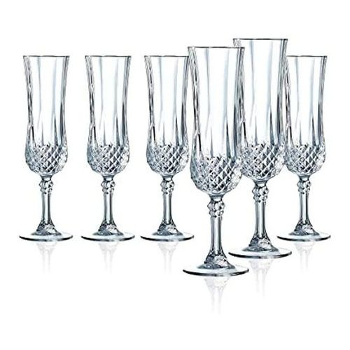 6 Pieces Of Diamond Champaign Flute Wine Glasses- Clear.