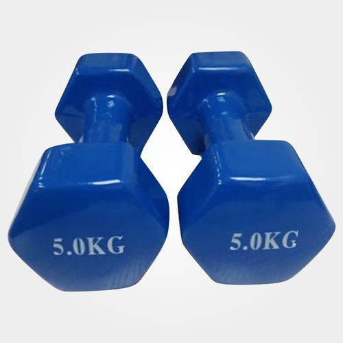 A Pair Of 5 kg Vinyl Dumbbells - Blue