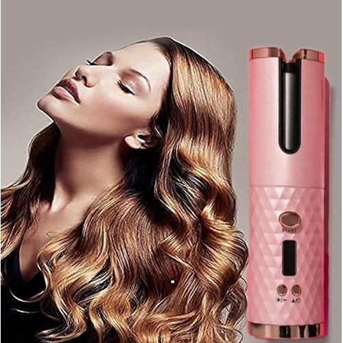 Cordless Automatic Hair Curler, Pink,