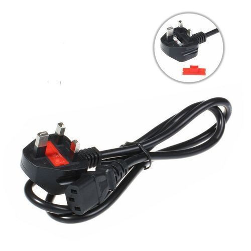 AC 3 Pin Computer Adapter Power Cord Cable with Fuse - Black