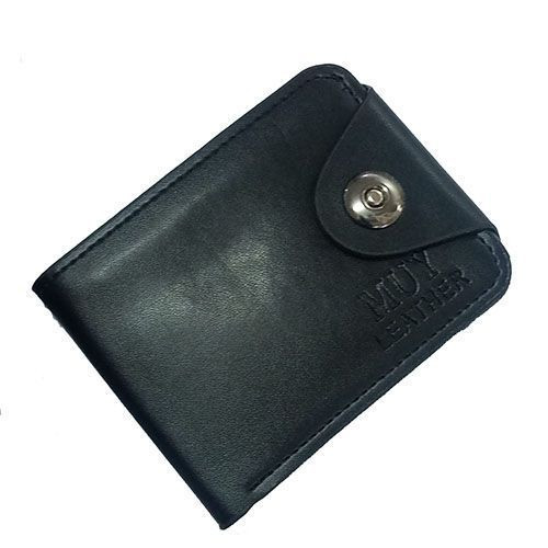 New Men's Faux Leather Bifold Wallet - Black