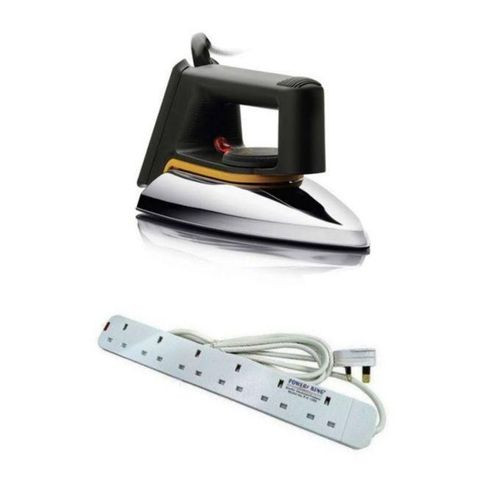 Original 6 Way Extension Cable & Flat Iron - Silver , White