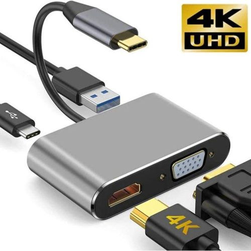 2in1 USB Type C Hub 4K HDMI & VGA Port Display Adapter Splitter Box