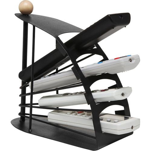 Black Metal Fan Design 4 Slot TV Remote Control Storage Organizer Caddy..