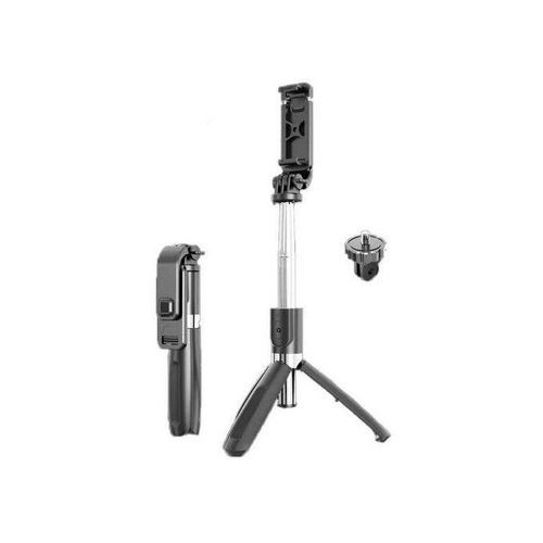 4 in1 Wireless Selfie Stick with Bluetooth Remote and Mobile Tripod, Black.