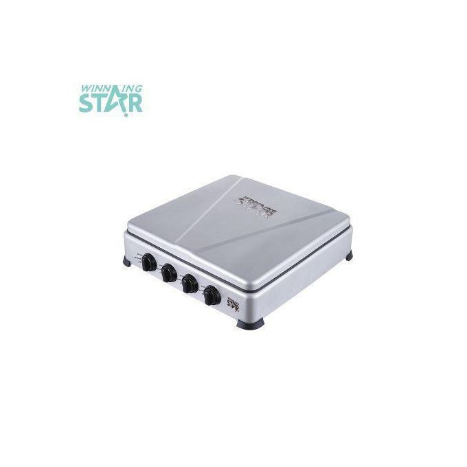 Winningstar 4 Burner Metallic Gas Stove With Automatic Ignition-Grey/Black/Silver