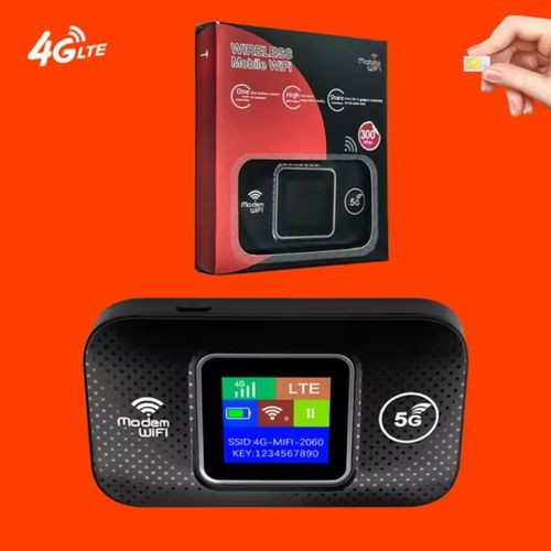 Portable and Rechargeable Mifi-5G- Unlocked To Airtel-MTN- Lyacamobile All Sim Cards- Black.