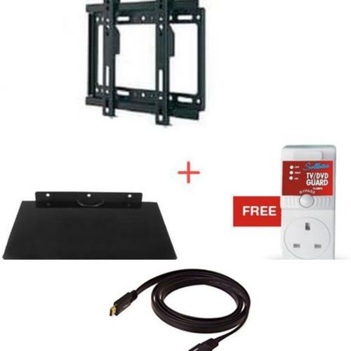 Pack of TV Wall Mount Suitable For 14"-42" + DVD/Decoder Wall Mount-+HDMI Cable +Free Tv Guard-Black