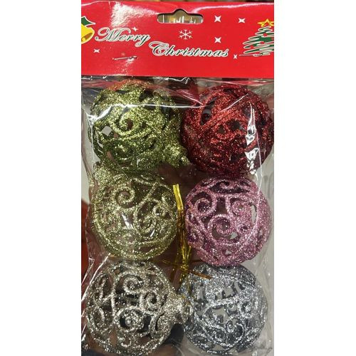 Christmas "Jewel Tone" Multi-Color Glitter Filigree Ornament Set
