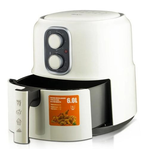 Raf High Efficient 6 Liters Electric Airfryer For Frying Food Without Oil-Black/White