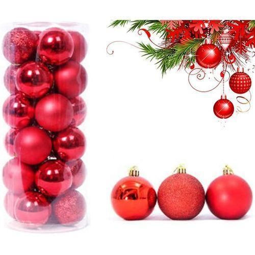 2021 Christmas Balls Ornament 24pcs - Red