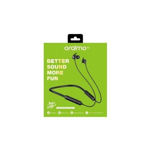 Oraimo Shark 3 BT 5.0 In-Ear Wireless HD Deep Bass Audio Bluetooth Neckband - Black