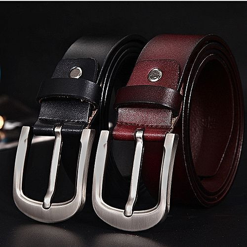 2 Pack of Men's Faux Leather Belts - Black,Brown. Design and Buckle May Vary