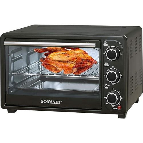 Sonashi 21 Liters Electric Oven With Rotisserie And Timer-Black/Silver