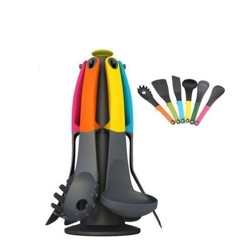 Set Of 7 Peices Non-Stick Cooking Spoons - Multicolour