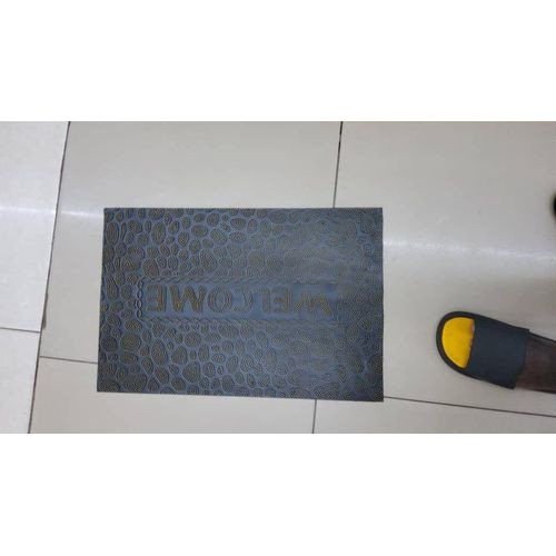 Welcome Plain Door Mat, Blue Black ,Rectangular