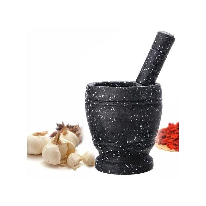 Granite Garlic Grinder With Pestle-Grey Black White
