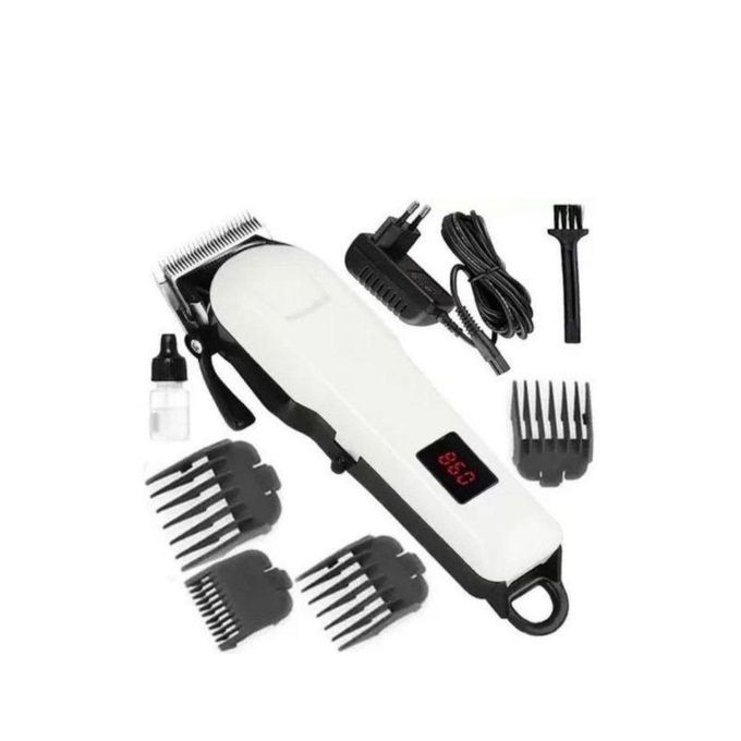 Rechargeable Cordless Salon Shaving Machine Hair Clipper - White/Black