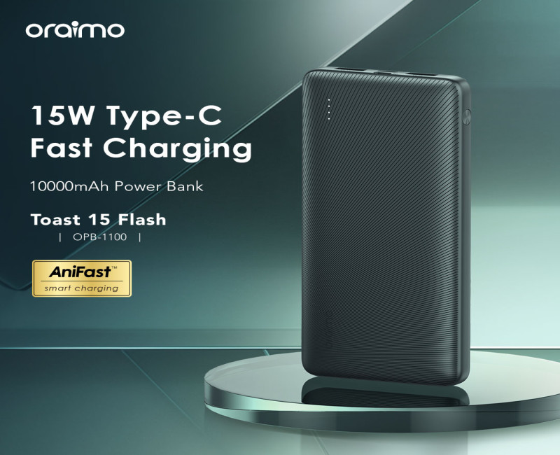 Oraimo 4 In1 Fast Charging Power Bank 10000mAh Battery - Black