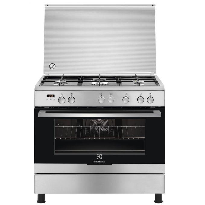 ELECTROLUX Cooker EKG9200A9X 90/60cms 5 Gas Burners with Gas Oven & Grill + Thermostat + Rotasserie+ Oven Fan