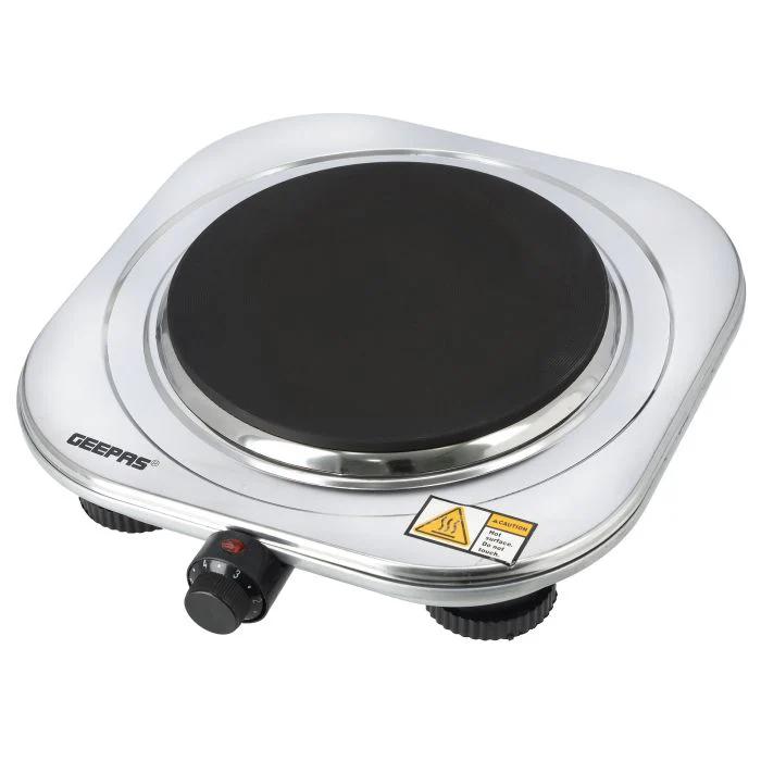 Geepas Stainless Steel Single Hot Plate GHP32023 | 1500W Powerful Heating | 185mm Solid Plate | Adjustable Temperature | Auto Thermostat Function | Overheat Protection