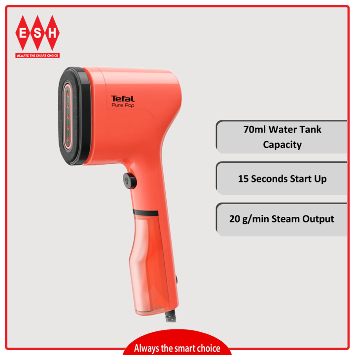 TEFAL GARMENT STEAMER Portable DT2022G0 Pure Pop 20g/min,70ml Tank- orange.